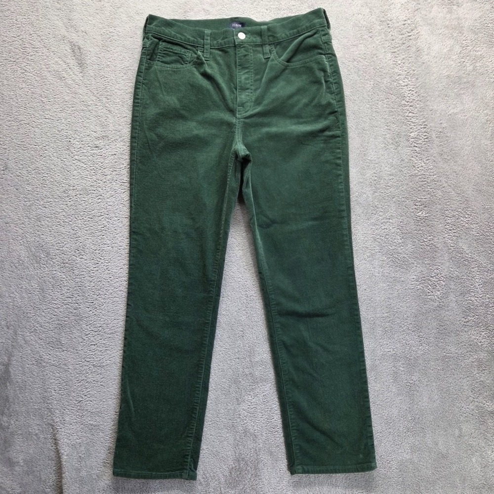J Crew Jeans Womens 29 Green Straight Mid Rise Stretch Corduroy Preppy‎